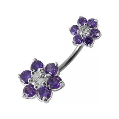 Šperky4U stříbrný piercing do pupíku kytičky BP01109-A – Zboží Mobilmania