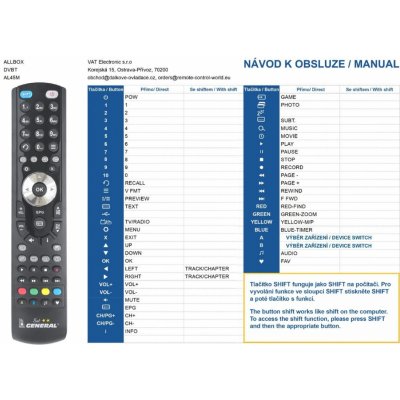 Dálkový ovladač General Allbox AL-45M