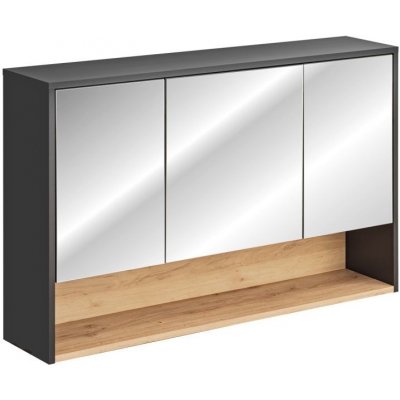 COMAD Závěsná skříňka se zrcadlem - BORNEO 843, šířka 120 cm, grafit/dub artisan