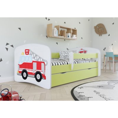 Kocot Kids Babydreams hasičské auto zelená se šuplíky s matrací – Zboží Mobilmania