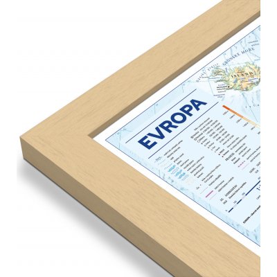Excart Maps Evropa - nástěnná obecně zeměpisná mapa (ČESKY) 140 x 98 cm Varianta: mapa v dřevěném rámu, Provedení: Pegi přírodní – Zbozi.Blesk.cz