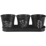 Květináč bylinky BLACK pr. 11cm 3 ks s podtáckem – Hledejceny.cz
