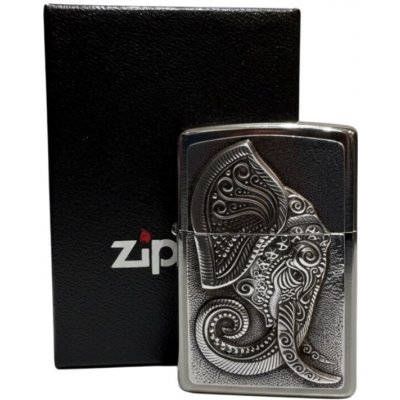 Zippo chrom geb. Plakette "Elephant Head" 2005710 – Hledejceny.cz