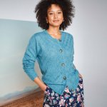 Propínací svetr s ažurovým vzorem ledově modrá – Zboží Mobilmania