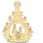 AMADEA Dřevěný svítící portál strom s betlémem 46x36x10 cm – Zboží Mobilmania