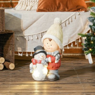 HOMCOM Vánoční dekorace – skřítek se sněhulákem | vícebarevná – Hledejceny.cz