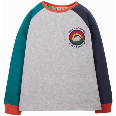 Frugi dětské triko s dlouhým rukávem Barevné bloky a nášivka – Zboží Mobilmania
