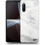 Pouzdro Picasee silikonové Sony Xperia 10 III - White marble černé – Sleviste.cz