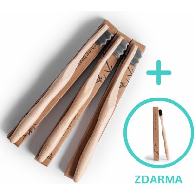 Enia bambusový kartáček Extra měkký Černý 3+1 ks