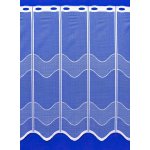 Českomoravská textilní žakárová vitrážová záclona V703, vlnky, s bordurou, bílá, výška 40cm (v metráži) – Zboží Mobilmania