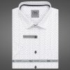 Pánská Košile AMJ pánská bavlněná košile krátký rukáv regular fit VKBR1364 vzorovaná bílá