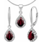 SILVEGO Set stříbrných šperků EUREKA s pravým Granátem náušnice a přívěsek JJJ1393GA – Hledejceny.cz