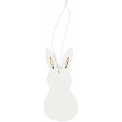 räder Závěsná velikonoční dekorace White Rabbit / Gold Ears, bílá barva, porcelán – Zboží Dáma