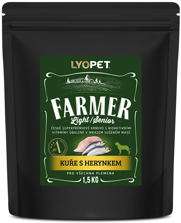 Lyopet Farmer Light & Senior Kuře s herynkem 1,5 kg