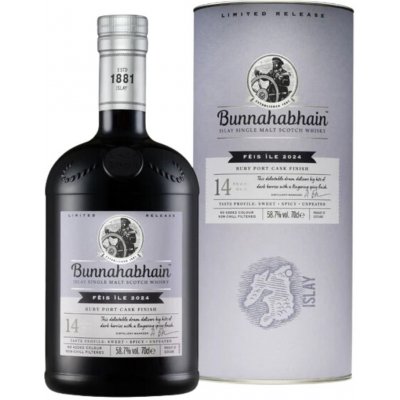 Bunnahabhain 14y Ruby Port Cask 58,7% 0,7 l (tuba) – Zboží Mobilmania