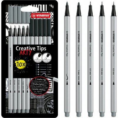 Stabilo Linery Creative Tips arty sada černá šedá 5 šířek stopy – Zboží Dáma