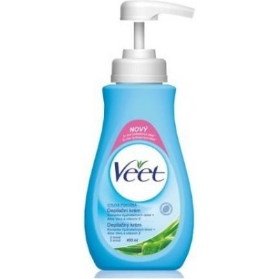 Veet depilační krém Aloe Vera Vitamínem E pro citlivou pokožku pumpička 400 ml – Zboží Dáma