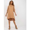 Dámské šaty Italy Moda Světle asymetrické šaty -dhj-sk-16328.33-camel hnědé