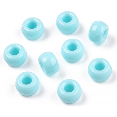 Akrylové korálky - pony beads - světle modré - 6 x 9 mm - 10 ks – Zboží Dáma