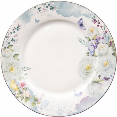 Clayre & Eef Porcelánový jídelní talíř Butterfly 26 x 2 cm – Zboží Dáma