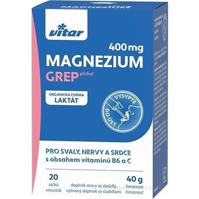 VITAR Magnesium 400 mg + vitamíny B6 a C 20 ks – Hledejceny.cz