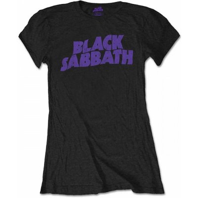 Black Sabbath: Wavy Logo Vintage Tričko dámské černé – Zboží Dáma