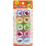 Junior Dětská razítka kulatá, plastová (sada 10 ks) zvířata a dopravní prostředky – Zboží Mobilmania