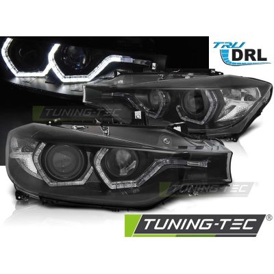 Přední světla s LED Angel Eyes DRL BMW 3 F30/F31 LCI 15-18 černá – Zboží Mobilmania