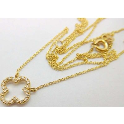 Klenoty Budín dámský zlatý diamantový náhrdelník s přívěskem diamantový čtyřlístek HKD46 – Sleviste.cz