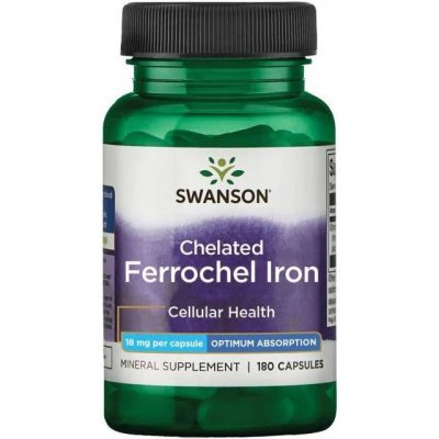 Swanson Chelated Ferrochel Iron 18 mg 180 kapslí