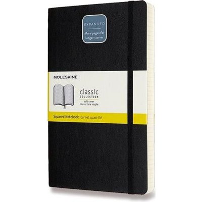 Moleskine L expanded měkké desky čtverečkovaný černý – Zboží Mobilmania