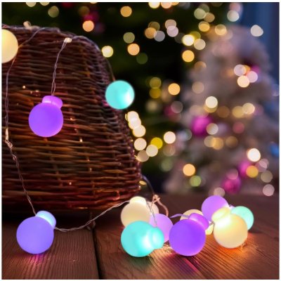 Solight LED vánoční řetěz barevné koule 40x LED 4m 2x AA – Zboží Mobilmania