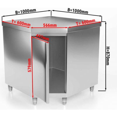 G.Gastro Nerezová pracovní skříňka PREMIUM - 1000x1000 mm - se 1 křídlovými dveřmi - 15851 – Hledejceny.cz