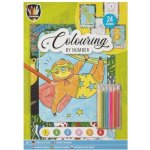 GRAFIX Malování podle čísel 24ks listů A4 zvířátka + pastelky – Zboží Dáma