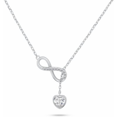 Brilio Silver Půvabný stříbrný náhrdelník se zirkony NCL123W – Zboží Dáma