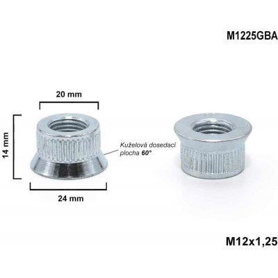 Vložka se závitem M12x1,25 mm kužel do rozšiřovacích podložek Ø 20 mm, výška 14 mm M1225GBA – Sleviste.cz
