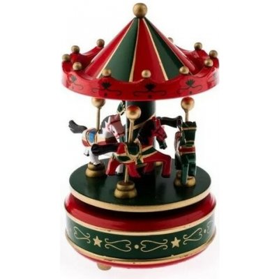 Hrací kolotoč s koníky 10,5 x 18 x 10,5 cm červeno-zelená – Zboží Mobilmania
