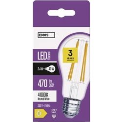 Emos Lighting ZF5121 LED žárovka Filament A60 3,4W E27 neutrální bílá