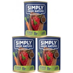 Simply From Nature Adult Koňské maso lněné semínko a mrkev 3 x 400 g