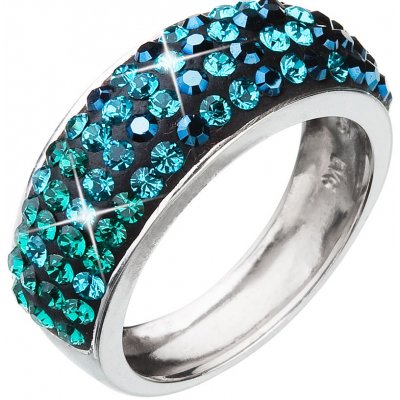 Evolution Group Stříbrný prsten s krystaly mix barev zelený 35027.3 magic green – Zboží Mobilmania