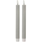 Clayre & Eef Set 2ks šedá úzká svíčka s vroubkováním Led Candle - Ø 2*25 cm / 2*AAA – Hledejceny.cz