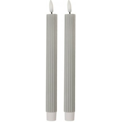 Clayre & Eef Set 2ks šedá úzká svíčka s vroubkováním Led Candle - Ø 2*25 cm / 2*AAA – Hledejceny.cz