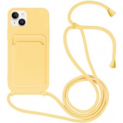 Pouzdro Appleking silikonové se šňůrkou a kapsou na karty iPhone 13 Pro - žluté