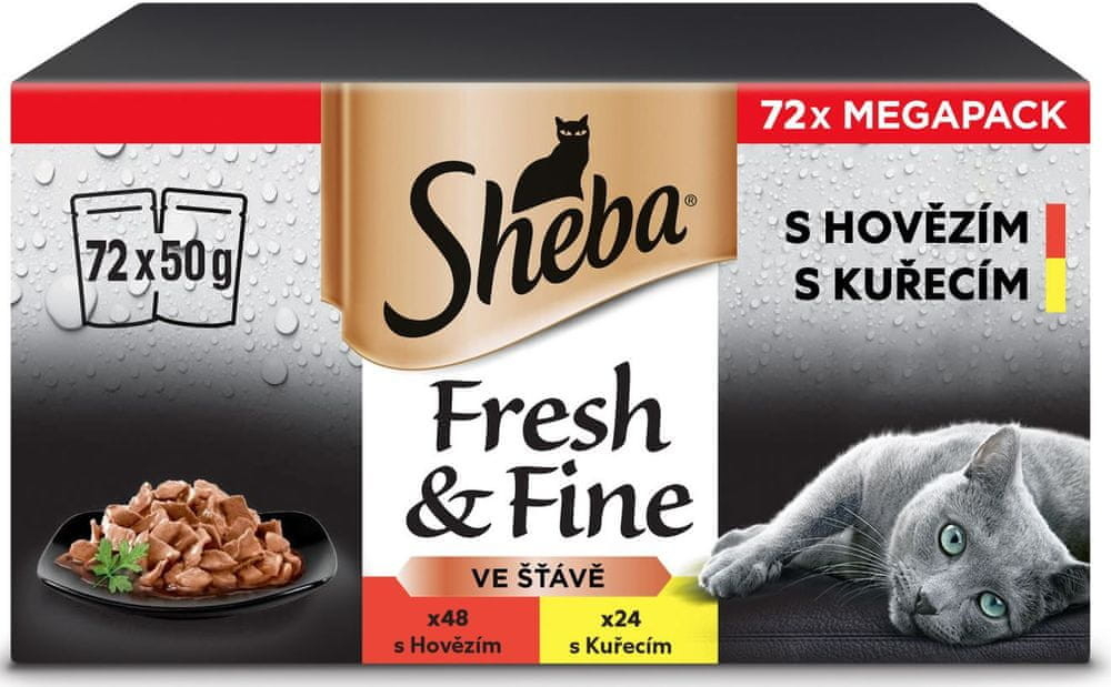 Sheba Fresh & Fine pro kočky exkluzivní výběr ve šťávě 72 x 50 g