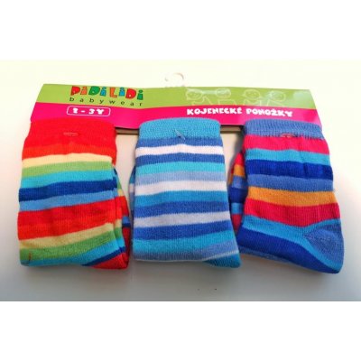 Pidilidi Dětské ponožky 3 páry Proužky + modré, červené – Zbozi.Blesk.cz