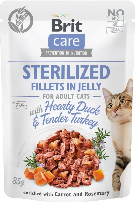 Brit Care Cat Sterilized Fillets in Jelly with Hearty Duck&Tender Turkey 24 x 85 g