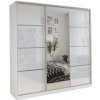 Šatní skříň Nejlevnější nábytek Litolaris 200 se zrcadlem bílý lesk