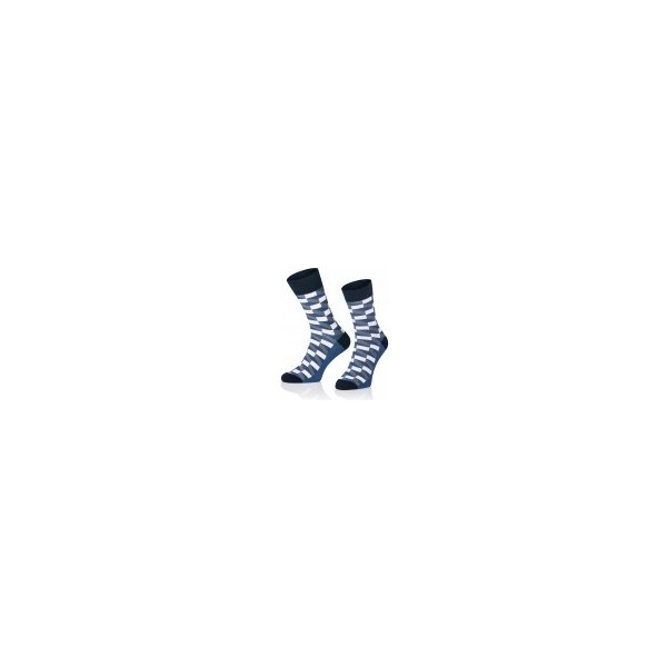  Intenso vysoké elegantní ponožky Obdélníky modro šedé