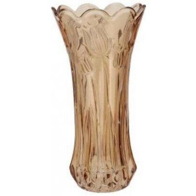 Karamelově hnědá skleněná váza s reliéfem tulipánů Delight - Ø 10*20 cm - daan kromhout – Hledejceny.cz
