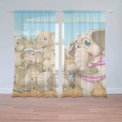 Záclony Sloni: 2 ks - 150x250 cm - Sablio – Hledejceny.cz